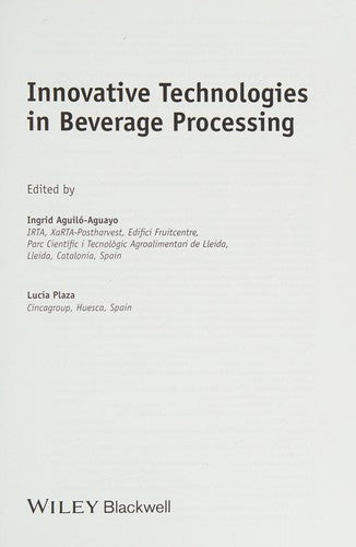 Innovative Technologies in Beverage Processing - book cover