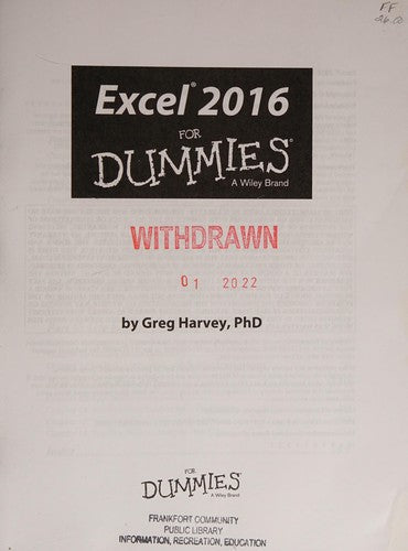 Excel 2016 For Dummies - book cover