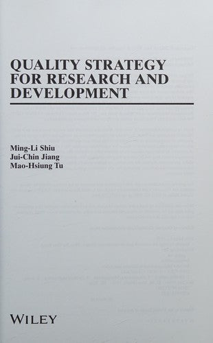 Quality strategy for research and development - book cover