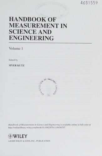 Handbook of Measurement in Science and Engineering Volume 1 - book cover
