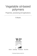 Vegetable oil-based polymers: Properties, processing and applications - book cover