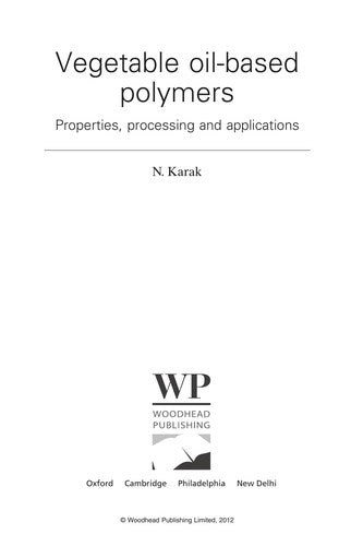 Vegetable oil-based polymers: Properties, processing and applications - book cover
