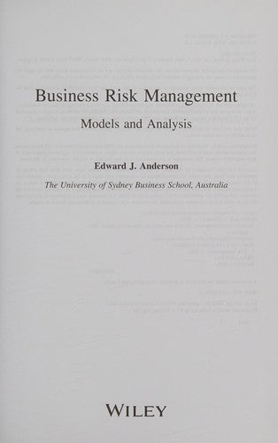 Business Risk Management: Models and Analysis - book cover