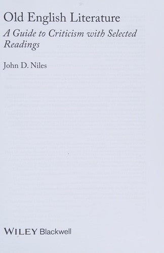 Old English Literature: A Guide to Criticism with Selected Readings - book cover