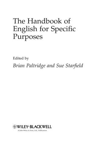 The handbook of English for specific purposes - book cover