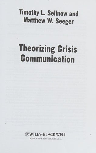Theorizing Crisis Communication - book cover