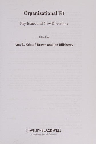 Organizational Fit: Key Issues and New Directions - book cover