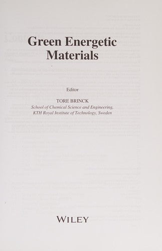 Green Energetic Materials - book cover