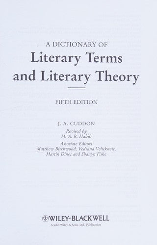A Dictionary of Literary Terms and Literary Theory, Fifth Edition - book cover