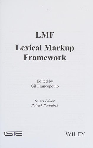LMF Lexical Markup Framework - book cover